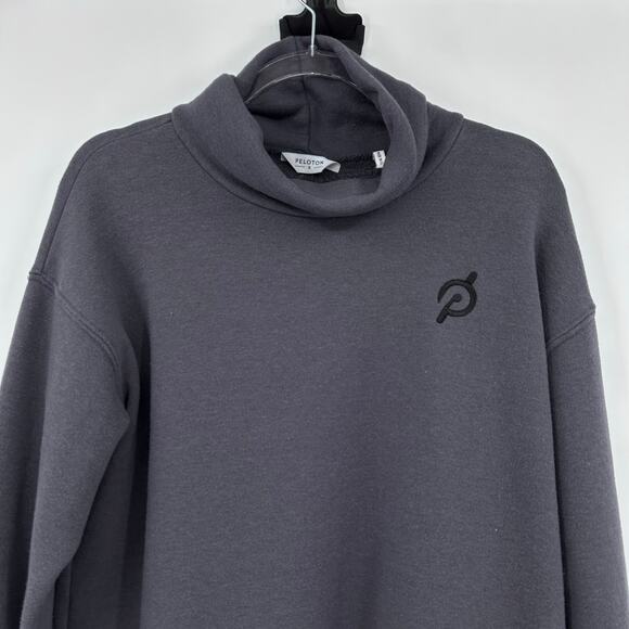 Peloton Charcoal Mock Neck Pullover Sweatshirt Logo Thumb Hole Cuffs Womens Sz S - Picture 4 of 12